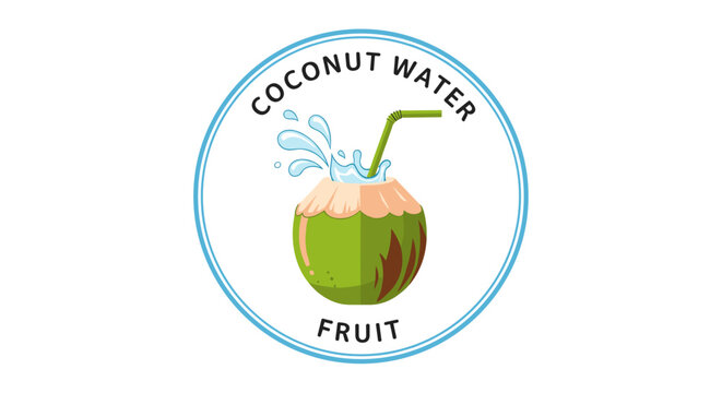 Coconut Water Fruit Logo Design Element 2.