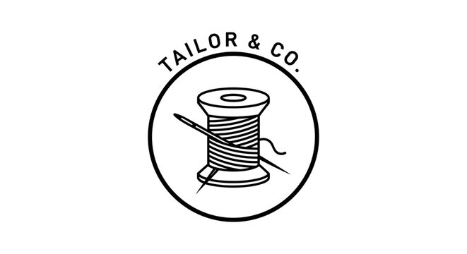 Tailor Company Logo with Sewing Thread.