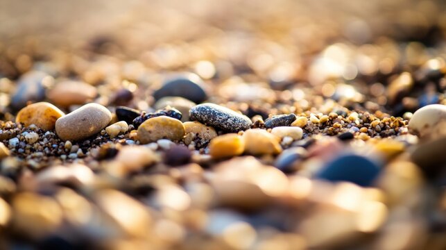 Small Pebbles and Stones Mixed With Soil, Natural Ground Texture