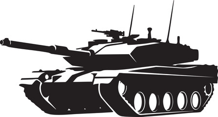 A detailed silhouette of a military tank, illustrating its powerful presence, armored structure, and formidable weaponry, representing military might and defense capabilities.