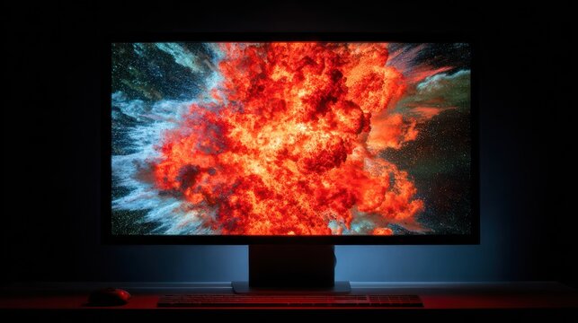 galaxy explosion on modern tv screen