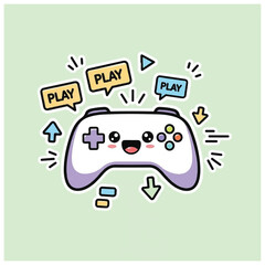 Cartoon Game Controller with Play Buttons. © Herman