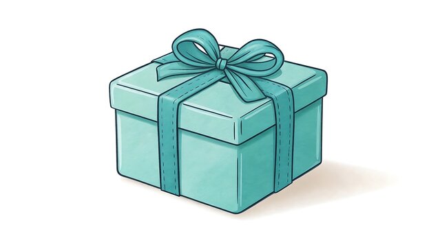 Teal gift box with ribbon bow