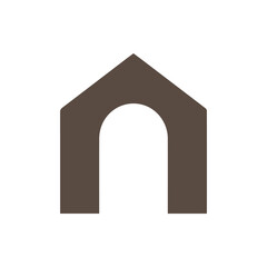 Fototapeta premium Simple Brown House Shape With An Arched Entrance Modern Vector Logo