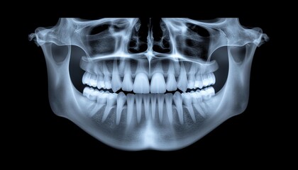 Detailed Panoramic Dental X-ray Revealing Human Jawbone and Teeth Structure