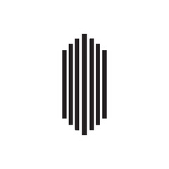 Obraz premium Symmetrical Black Vertical Bars Forming An Abstract Hexagonal Shape