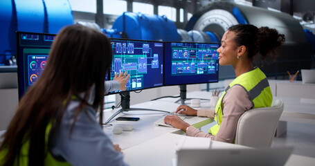 Black American Woman Using Automated Industrial System