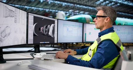 Fotobehang Lieveheersbeestjes Innovative Technical Design Engineer Crafting Aircraft Parts  © Andrey Popov