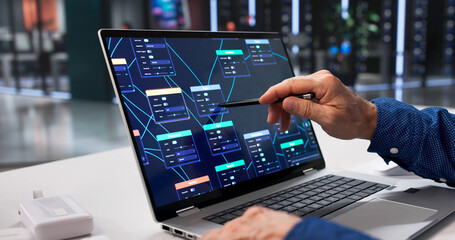 Fototapeta premium Top Engineer Leading Cyber Security Software Development
