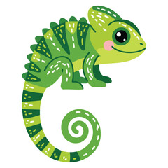 Fototapeta premium Cute vector illustration in simple childish style featuring cute chameleon on white background safari animals theme perfect for nursery decor kids prints and wildlife artwork