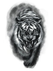 和風な虎の墨絵素材