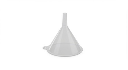 Fototapeta premium Seamlessly isolated white plastic funnel captured with a crisp clean aesthetic on a bright studio background. AI Generated