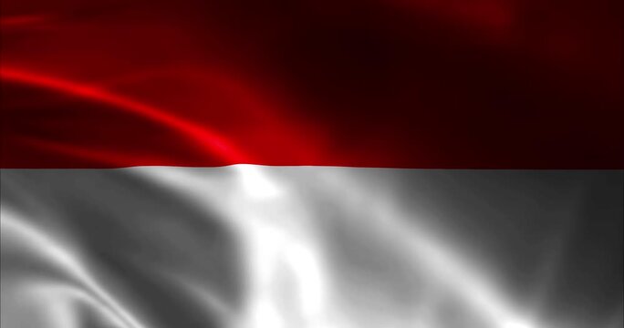 Indonesian National Flag Sang Saka Merah Putih Waving with Premium Silk Texture and Cinematic Sunlight Reflection 4K Render