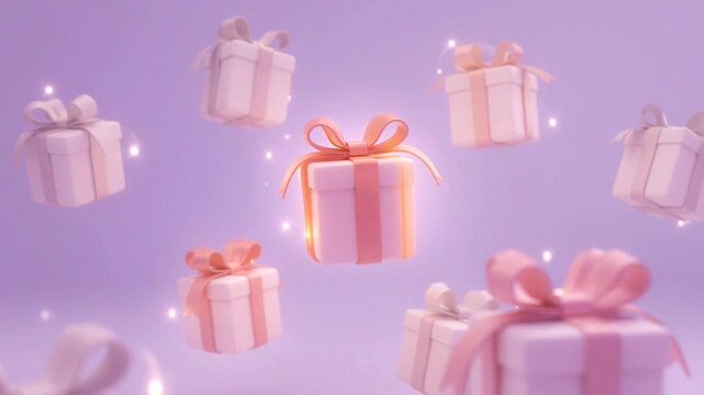 Colorful floating gifts create a joyful atmosphere perfect for celebrations and special occasions.