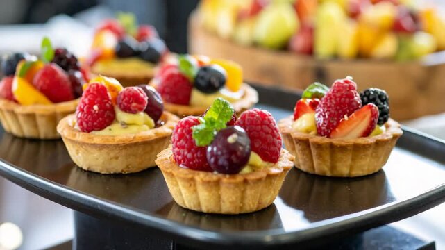 Delicious Fresh Fruit Tarts with Berries and Creamy Custard