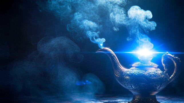 Magic Lamp With Mystical Smoke On Dark