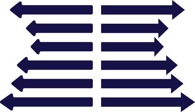 Multiple dark blue arrows pointing horizontally left and right are arranged in parallel rows