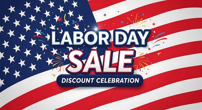 Labor day sale discount celebration unbeatable deals on american flag background