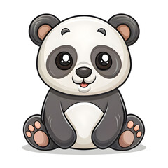 Fototapeta premium adorable panda bear outline illustration isolated