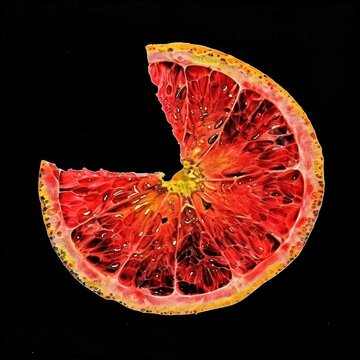 Silkscreen of a quince slice fruit plant food.