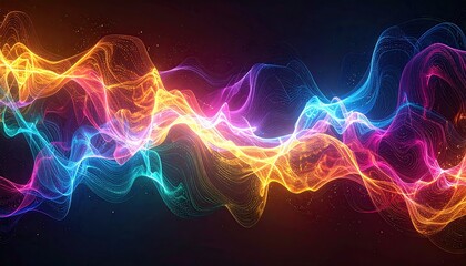 Obraz premium Abstract, vibrant, glowing waves of color flow across a dark background