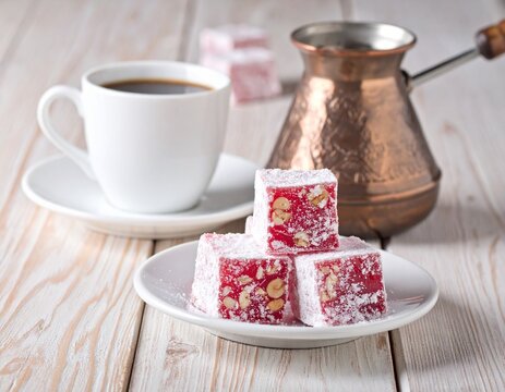 Turkish delight with coffee