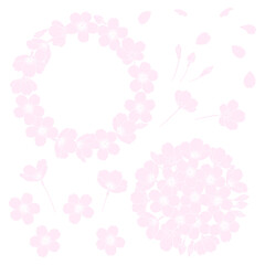 白地に描いた桜の花のフレームやパーツのイラスト