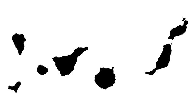 Canary Islands Map Silhouette Vector Graphic - Black Outline of the Archipelago on White Background
