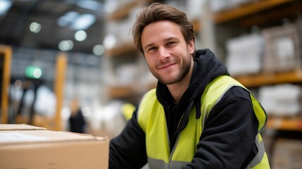 Fototapeta premium Retail store replenishment team working overnight to restock shelves from delivered logistics pallets, perfect for retail logistics execution, overnight replenishment, store supply chain, modern