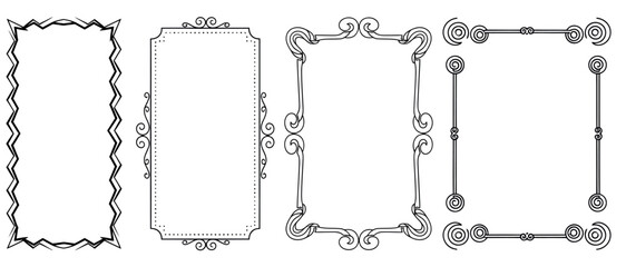 Collection of ornate rectangular frames with various designsCollection of ornate rectangular frames with various designs