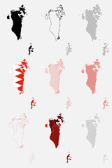 Obraz premium Collection of Bahrain Map Asian Country