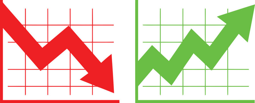 Contrasting downward and upward trends in a financial or market analysis chart Vector