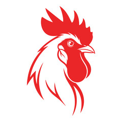 Red rooster head silhouette profile view isolated on white background icon © Kuddus