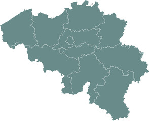 Fototapeta premium Belgium Map with Administrative Districts and Topographic Terrain 