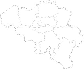 Obraz premium Belgium Map with Administrative Districts and Topographic Terrain 
