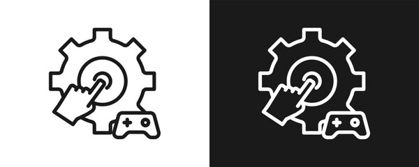 System Control Icon Set Outline In White And Black Background