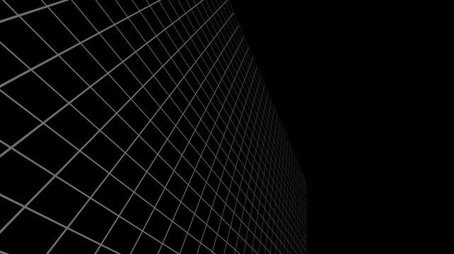 3D brutalism grid animation, monochromatic black and white retro motion background