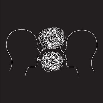 A creative representation of two people facing each other isolated on transparent background, Vector