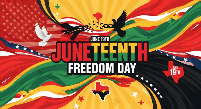 Happy juneteenth freedom day celebrations emancipation and liberty