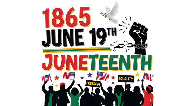 Celebrating happy juneteenth freedom day emancipation and liberty for all