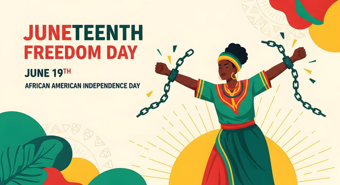 Happy juneteenth freedom day celebrating african american liberation and heritage