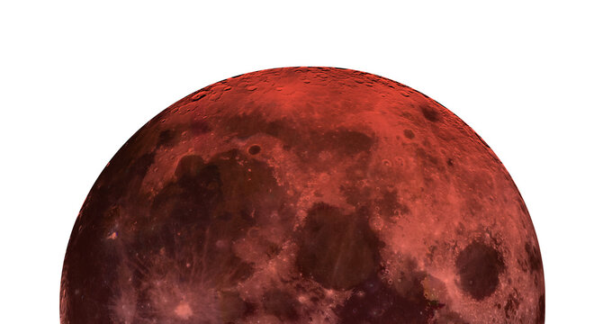 Blood Moon total lunar eclipse isolated on png transparent background. Elements of this image furnished by NASA.