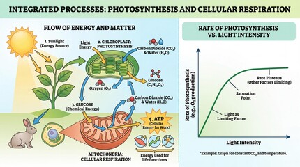 Fototapeta premium Infographic Showing Photosynthesis And Cellular Respiration Cycle