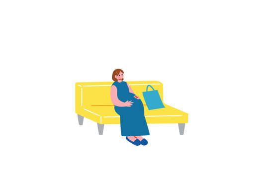 bよ０ウインの待合の椅子に座る妊婦のイラスト
