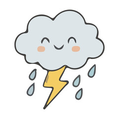 Cute Rainy Storm Cloud Icon