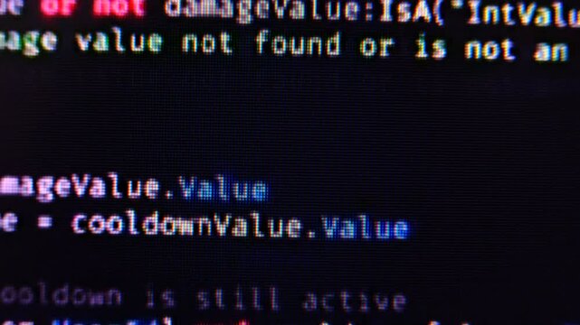 Script code on monitor, closeup. Software development concept