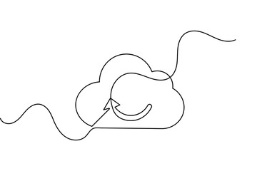Obraz premium Cloud storage continuous one line drawing minimalist outline vector illustration 