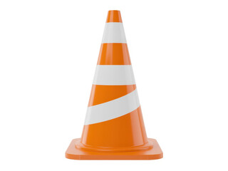 Orange traffic cone with white stripes on square base