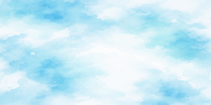Beautiful bright blue sky background with fluffy white clouds on a sunny day creates a natural summer cloudscape