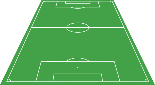 Green Soccer Football Field Pitch with Perspective View for Strategy and Play Layout